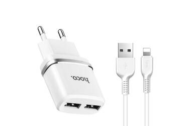 Ładowarka do iPhone/iPad HOCO C12 z kablem lightning - biała