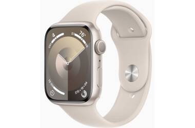 Apple Watch S9 45mm aluminium w kolorze księżycowej poświaty z paskiem sportowym w kolorze księżycowej poświaty - S/M
