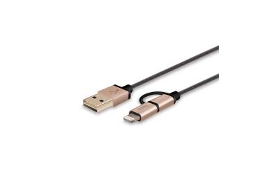 Kabel do iPhone/iPad Lightning/Micro - USB JCPAL Mesh - złoty 