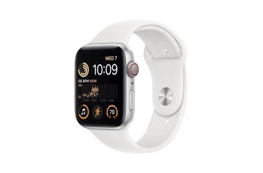 Apple Watch SE 2 + Cellular 44mm aluminium w kolorze srebrnym z paskiem sportowym w kolorze białym