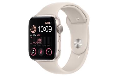 Apple Watch SE 2 44mm aluminium w kolorze księżycowej poświaty z paskiem sportowym w kolorze księżycowej poświaty