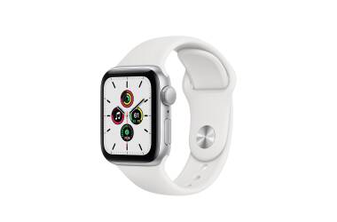 Apple Watch SE 44mm Srebrny z paskiem w kolorze białym