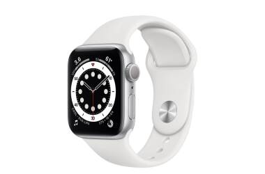 Apple Watch S6 44mm Srebrny z paskiem w kolorze białym