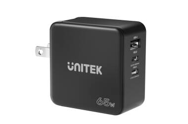 Ładowarka sieciowa Unitek GaN 3 port 65W USB-A 2 x USB-C P1117B - czarna