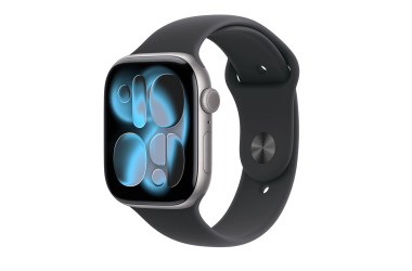 RZESZÓW Apple Watch S11 46mm aluminium w kolorze gwiezdnej szarości z paskiem sport. w kolorze czarnym S/M MEV04MP/A