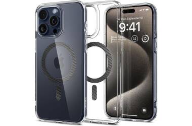Etui do iPhone 15 Pro Max Spigen Ultra Hybrid MagSafe Carbon Crystal Clear