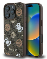 Etui do iPhone 16 Pro Guess Peony On 4G MagSage brown - zdjęcie 1