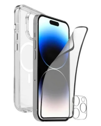 Etui do iPhone 15 PURO Przeźroczyste + folia ochronna ekranu i obiektywu PUIPC1561KIT360 - zdjęcie 1