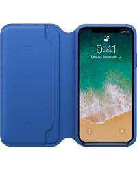 Etui z klapką  do iPhone X/XS Apple Leather Folio - ostry błękit - zdjęcie 1