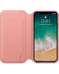  Etui do iPhone Xs Apple Leather Folio Case - różowe - zdjęcie 3