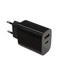 Ładowarka sieciowa TB 2x3A USB C + USB A 20W Power Delivery czarna - zdjęcie 1