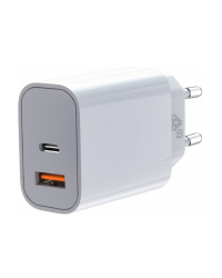Ładowarka sieciowa TB USB C + USB A 2x3A 20W Power Delivery biała - zdjęcie 1