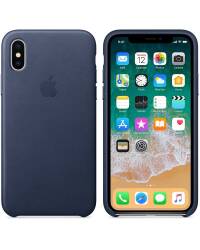 Apple Leather Case - Skórzane etui iPhone X (nocny błękit) - zdjęcie 1