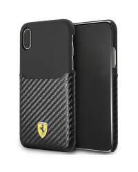 Ferrari Carbon Hard Case - Etui iPhone X z kieszenią na kartę (czarny) - zdjęcie 1