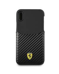 Ferrari Carbon Hard Case - Etui iPhone X z kieszenią na kartę (czarny) - zdjęcie 2