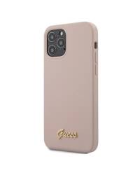 Etui do iPhone 12/12 Pro Guess Guess Silicone Script różowe - zdjęcie 1