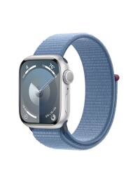 Apple Watch S9 41mm aluminium w kolorze srebrnym z opaską sportową w kolorze zimowego błękitu - zdjęcie 1