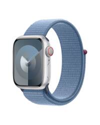 Apple Watch S9 41mm aluminium + Cellular w kolorze srebrnym z opaską sportową w kolorze zimowego błękitu - zdjęcie 1