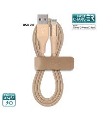 PURO Braided Cable - Kabel MFi z Lightning + klips + Aluminum Connector 1m (Gold) - zdjęcie 1