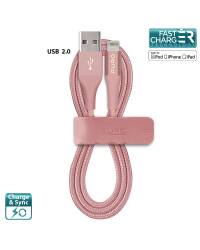 PURO Braided Cable - Kabel MFi z Lightning + klips + Aluminum Connector 1m (Rose Gold) - zdjęcie 1