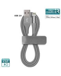 PURO Braided Cable - Kabel MFi z Lightning + klips + Aluminum Connector 1m (Space Gray) - zdjęcie 1
