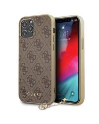 Etui iPhone 12 / 12 Pro Guess 4G Charms Collection - brązowe - zdjęcie 1