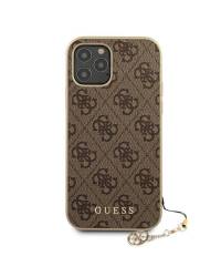 Etui iPhone 12 / 12 Pro Guess 4G Charms Collection - brązowe - zdjęcie 3