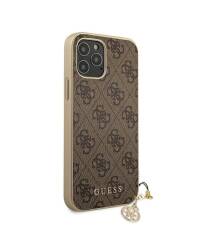Etui iPhone 12 / 12 Pro Guess 4G Charms Collection - brązowe - zdjęcie 4