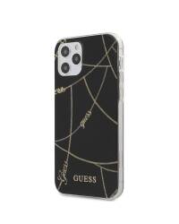 Etui do iPhone 12 / 12 Pro Guess Gold Chain - czarne - zdjęcie 1