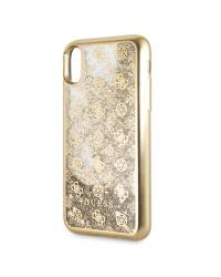 Etui do iPhone X/Xs Guess 4G Peony Liquid Glitter - złote  - zdjęcie 3