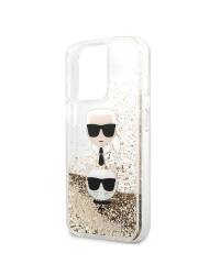 Etui do iPhone 13 Pro Karl Lagerfeld Liquid Glitter Karl & Choupette Head złote - zdjęcie 6