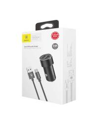 Ładowarka samochodowa 2 x USB, 3.4 A + kabel USB-C Baseus Small Screw - czarna - zdjęcie 4