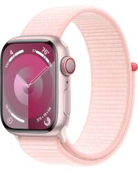 Apple Watch S9 41mm aluminium + Cellular w kolorze różowym z opaską sportową w kolorze jasnoróżowym - zdjęcie 1