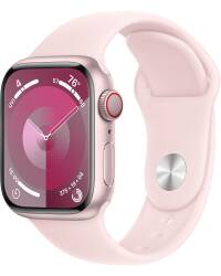 Apple Watch S9 41mm aluminium + Cellular w kolorze różowym z paskiem sportowym w kolorze jasnoróżowym - S/M - zdjęcie 1