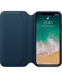 Etui z klapką do iPhone X Apple Cosmos Leather - niebieskie  - zdjęcie 1