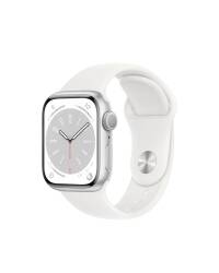 Apple Watch Series 8 41mm aluminium w kolorze srebrnym z paskiem sportowym w kolorze białym - zdjęcie 1