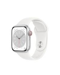 Apple Watch Series 8 + Cellular 41mm aluminium w kolorze srebrnym z paskiem sportowym w kolorze białym - zdjęcie 1