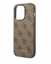 Etui do iPhone 14 Pro Guess 4G Metal Logo Gold - Brązowe  - zdjęcie 3