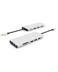 Przejściówka eStuff 12 w 1 HDMI/ USB-C/ LAN/ VGA - biała - zdjęcie 1