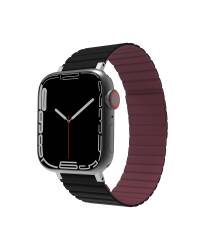 Pasek do Apple Watch 42/44/45/49 mm JCPAL FlexForm - Czarny/Bordowy - zdjęcie 1