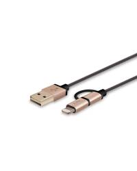 Kabel do iPhone/iPad Lightning/Micro - USB JCPAL Mesh - złoty  - zdjęcie 1