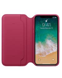 Etui z klapką do iPhone X/XS Apple Leather Folio - wiśniowe - zdjęcie 3