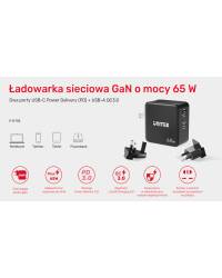 Ładowarka sieciowa Unitek GaN 3 port 65W USB-A 2 x USB-C P1117B - czarna - zdjęcie 2