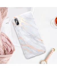 Etui do iPhone X/Xs ESR MARBLE - szaro/złote - zdjęcie 1