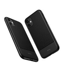 Etui do iPhone 11 Crong Carbon Cover czarne + szkło hybrydowe - zdjęcie 4