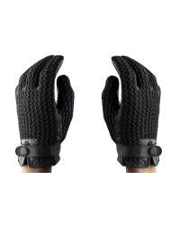 Skórzane rękawiczki Mujjo Leather Crochet Touchscreen Gloves 7 - czarne  - zdjęcie 2