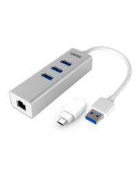 Przejścówka Hub 3x USB 3.0 + USB Typ-C + Gigabit Unitek Y-3083B  - zdjęcie 1