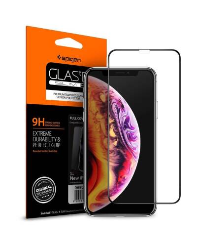 Szkło hartowane do iPhone Xr Spigen Glass FC - czarne - zdjęcie 1