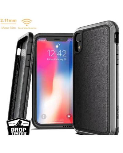 Etui do iPhone XR X-Doria Defense Lux - czarna skóra - zdjęcie 1