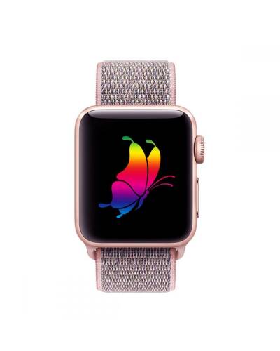 Pasek sportowy do Apple Watch 38/40mm z plecionego nylonu w kolorze różowym - zdjęcie 2